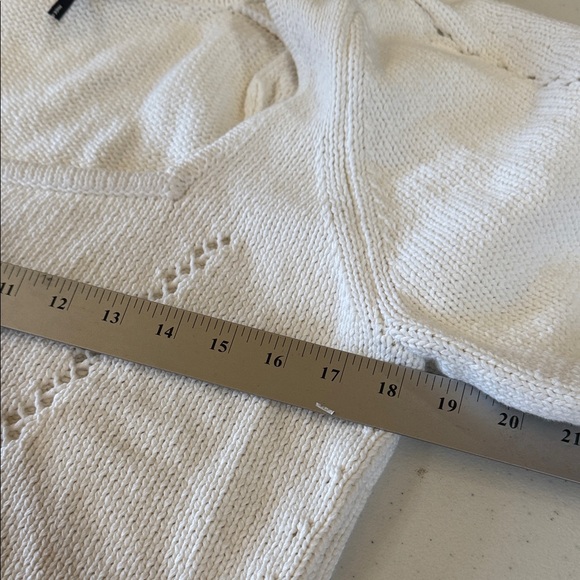 ME+EM Ivory Knit Puff Sleeve chunky square neck tee - Picture 10 of 11